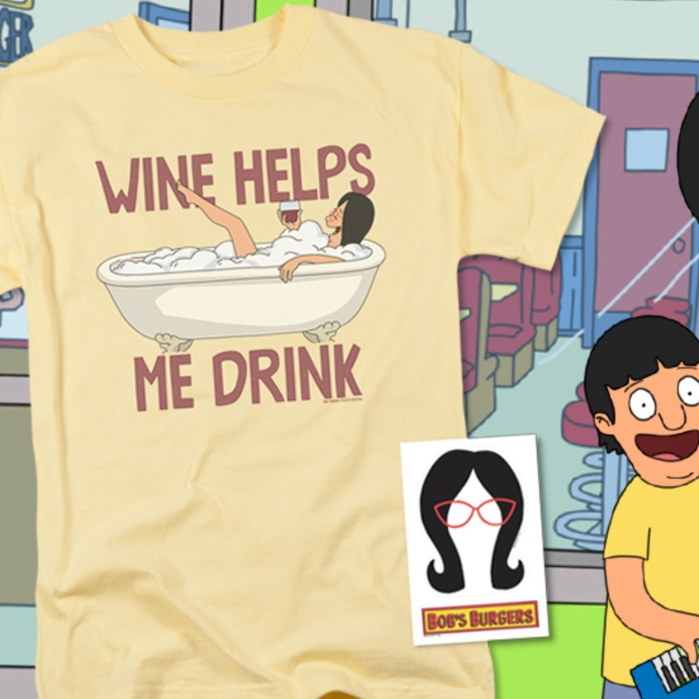 (Bob's Burger's) Linda 'Wine Helps Me Drink" Tee - Picture 2 of 6